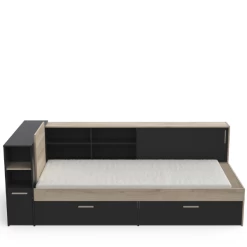 Lit Liva 90 X 190/200 Cm-chêne Kronberg/noir Mat -Magasin De Meubles Ontwerp zonder titel 2023 04 27T082608.207 3538