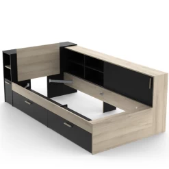 Lit Liva 90 X 190/200 Cm-chêne Kronberg/noir Mat -Magasin De Meubles Ontwerp zonder titel 2023 04 27T082735.557 ad6e