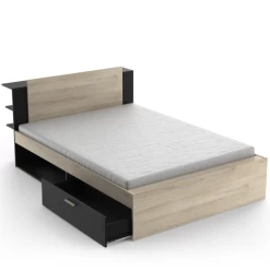 Lit Maura Avec Espace De Rangement 140 X 190 Cm/200 Cm-chêne Kronberg/noir Mat -Magasin De Meubles Ontwerp zonder titel 2023 04 27T090638.730 595f