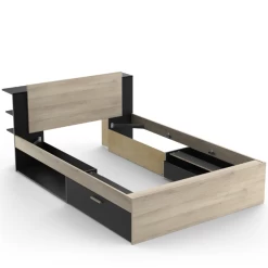 Lit Maura Avec Espace De Rangement 140 X 190 Cm/200 Cm-chêne Kronberg/noir Mat -Magasin De Meubles Ontwerp zonder titel 2023 04 27T090723.746 e182