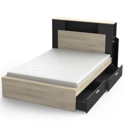 Lit Liva 140 X 190 Cm/200 Cm-chêne Kronberg/noir Mat -Magasin De Meubles Ontwerp zonder titel 2023 04 27T091455.997 2479