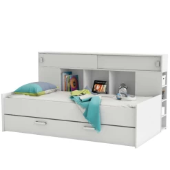 Lit Cherine 90 X 200 Cm-blanc Mat