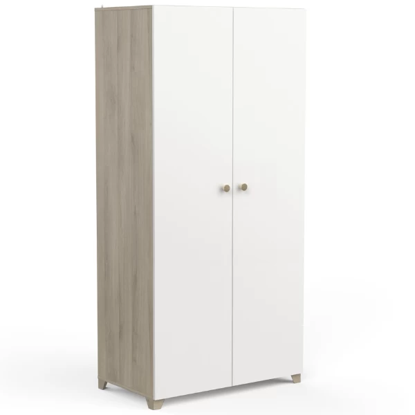 Armoire Liva 2 Portes Tournantes, 1 Tringle Et 2 étagères-chêne Kronberg/blanc Mat 1 Armoire Liva 2 Portes Tournantes, 1 Tringle Et 2 étagères-chêne Kronberg/blanc Mat