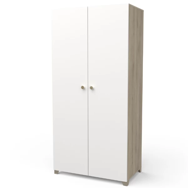 Armoire Liva 2 Portes Tournantes, 1 Tringle Et 2 étagères-chêne Kronberg/blanc Mat 4 Armoire Liva 2 Portes Tournantes, 1 Tringle Et 2 étagères-chêne Kronberg/blanc Mat – Image 4