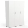Armoire Maura 3 Portes Tournantes, 1 Tringle Et 5 étagères-blanc Mat