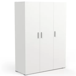 Armoire Maura 3 Portes Tournantes, 1 Tringle Et 5 étagères-blanc Mat