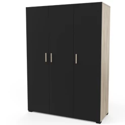 Armoire Liva 3 Portes Tournantes, 1 Tringle Et 5 étagères-chêne Kronberg/noir Mat -Magasin De Meubles Ontwerp zonder titel 2023 05 02T153405.162 af66
