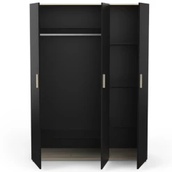 Armoire Liva 3 Portes Tournantes, 1 Tringle Et 5 étagères-chêne Kronberg/noir Mat -Magasin De Meubles Ontwerp zonder titel 2023 05 02T153541.820 d7fc