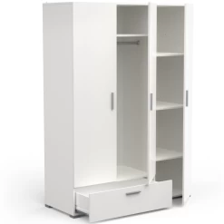 Armoire Maura 3 Portes Tournantes, 1 Tringle, 4 étagères Et 1 Tiroir-blanc Mat -Magasin De Meubles Ontwerp zonder titel 2023 05 02T154041.838 591f