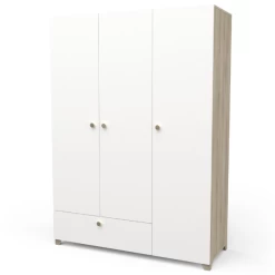 Armoire Liva 3 Portes Tournantes, 1 Tringle, 4 étagères Et 1 Tiroir-chêne Kronberg/blanc Mat -Magasin De Meubles Ontwerp zonder titel 2023 05 02T154451.879 bb95