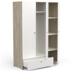 Armoire Liva 3 Portes Tournantes, 1 Tringle, 4 étagères Et 1 Tiroir-chêne Kronberg/blanc Mat -Magasin De Meubles Ontwerp zonder titel 2023 05 02T154604.073 5eb5