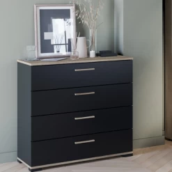 Chiffonnier Liva-chêne Kronberg/noir Mat