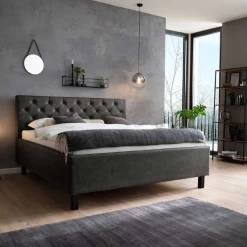 Lit San Marino 180x200cm Avec Espace De Rangement Similicuir - Anthracite/noir