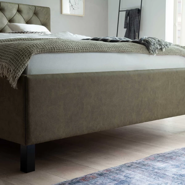 Lit San Marino 180x200cm Avec Espace De Rangement Similicuir - Vert/noir 2 Lit San Marino 180x200cm Avec Espace De Rangement Similicuir - Vert/noir – Image 2