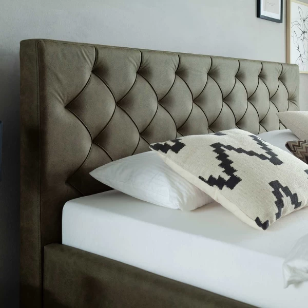 Lit San Marino 180x200cm Avec Espace De Rangement Similicuir - Vert/noir 3 Lit San Marino 180x200cm Avec Espace De Rangement Similicuir - Vert/noir – Image 3