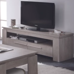 Meuble TV Samira 2 Tiroirs Et 1 Niche-Chêne Champagne
