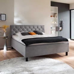 Lit San Marino 160x200cm Avec Espace De Rangement Similicuir - Gris/noir