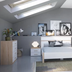 Chiffonnier Seliena 4 Tiroirs-Chêne Brossé/blanc Mat -Magasin De Meubles Ontwerp zonder titel 2023 05 10T161732.846 c883