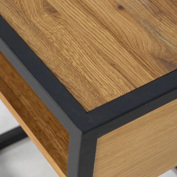 Table De Chevet Devin-chêne Laqué/acier 3 Table De Chevet Devin-chêne Laqué/acier – Image 3