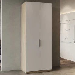 Penderie Spectre 80cm - Blanc Mat/chêne