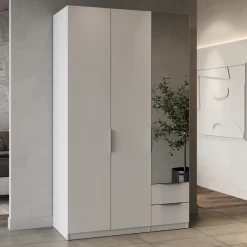 Armoire Spectre 120cm Avec Miroir - Blanc Mat
