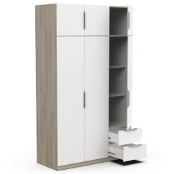 Armoire Spectre 120cm 6 Portes & 2 Tiroirs - Blanc Mat/chêne -Magasin De Meubles Ontwerp zonder titel 2023 06 09T114545.846 e482