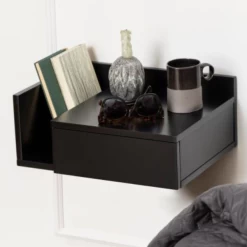 Table De Nuit Murale Ashlan Avec Tiroir - Noir