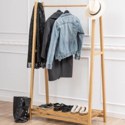 Porte-vêtements Bay 105cm Avec étagère - Bambou