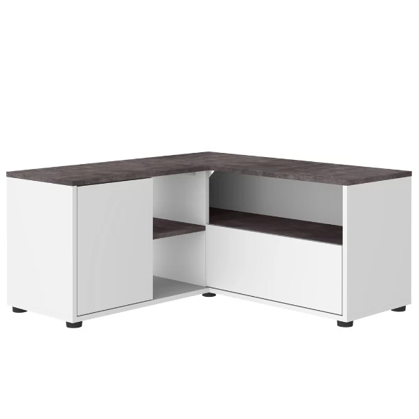 Meuble TV Annelle 1 Porte Tournante, 1 Porte Abattante Et 2 étagères-béton/blanc 10 Meuble TV Annelle 1 Porte Tournante, 1 Porte Abattante Et 2 étagères-béton/blanc – Image 10