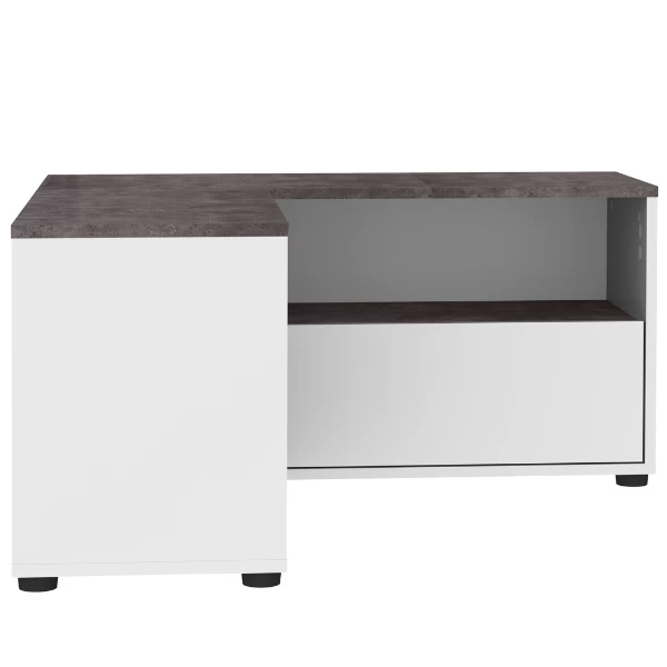 Meuble TV Annelle 1 Porte Tournante, 1 Porte Abattante Et 2 étagères-béton/blanc 8 Meuble TV Annelle 1 Porte Tournante, 1 Porte Abattante Et 2 étagères-béton/blanc – Image 8