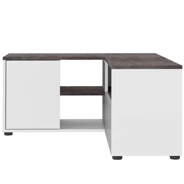 Meuble TV Annelle 1 Porte Tournante, 1 Porte Abattante Et 2 étagères-béton/blanc 7 Meuble TV Annelle 1 Porte Tournante, 1 Porte Abattante Et 2 étagères-béton/blanc – Image 7