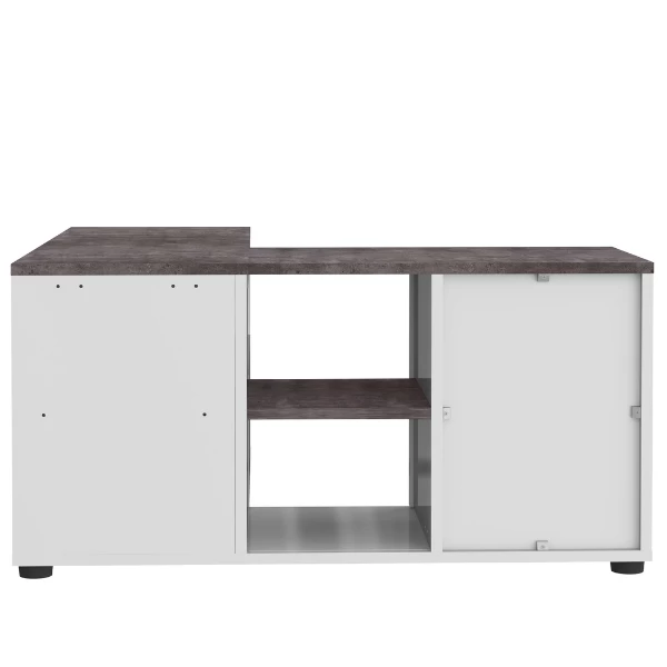 Meuble TV Annelle 1 Porte Tournante, 1 Porte Abattante Et 2 étagères-béton/blanc 5 Meuble TV Annelle 1 Porte Tournante, 1 Porte Abattante Et 2 étagères-béton/blanc – Image 5