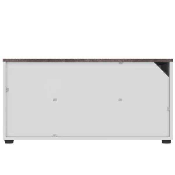 Meuble TV Annelle 1 Porte Tournante, 1 Porte Abattante Et 2 étagères-béton/blanc 6 Meuble TV Annelle 1 Porte Tournante, 1 Porte Abattante Et 2 étagères-béton/blanc – Image 6