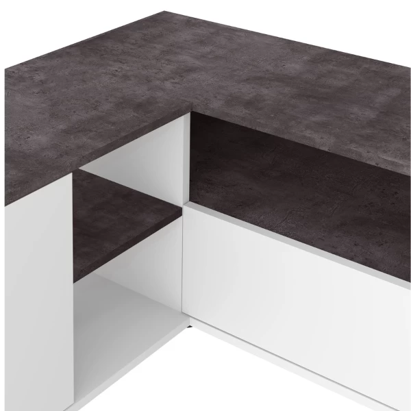 Meuble TV Annelle 1 Porte Tournante, 1 Porte Abattante Et 2 étagères-béton/blanc 3 Meuble TV Annelle 1 Porte Tournante, 1 Porte Abattante Et 2 étagères-béton/blanc – Image 3