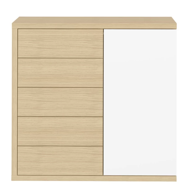 Commode Helena 5 Tiroirs, 1 Porte Tournante Et 1 Tringle-chêne Clair/blanc 10 Commode Helena 5 Tiroirs, 1 Porte Tournante Et 1 Tringle-chêne Clair/blanc – Image 10