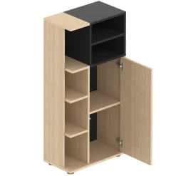 Colonne Kuba 5 étagères, 1 Porte Tournante-chêne Clair/noir -Magasin De Meubles Ontwerp zonder titel 2023 06 28T153620.959 1 3c80