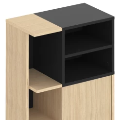 Colonne Kuba 5 étagères, 1 Porte Tournante-chêne Clair/noir -Magasin De Meubles Ontwerp zonder titel 2023 06 28T153644.282 1 068b