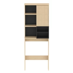 Meuble Pour Machine à Laver Kuba 4 étagères, 1 Porte Tournante-chêne Clair/noir -Magasin De Meubles Ontwerp zonder titel 2023 06 28T160228.530 1 9320