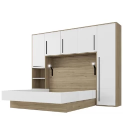 Tête De Lit + Lit Moloko 160 X 200 Cm-blanc Brillant/chêne -Magasin De Meubles Ontwerp zonder titel 2023 07 04T102503.782 c81c