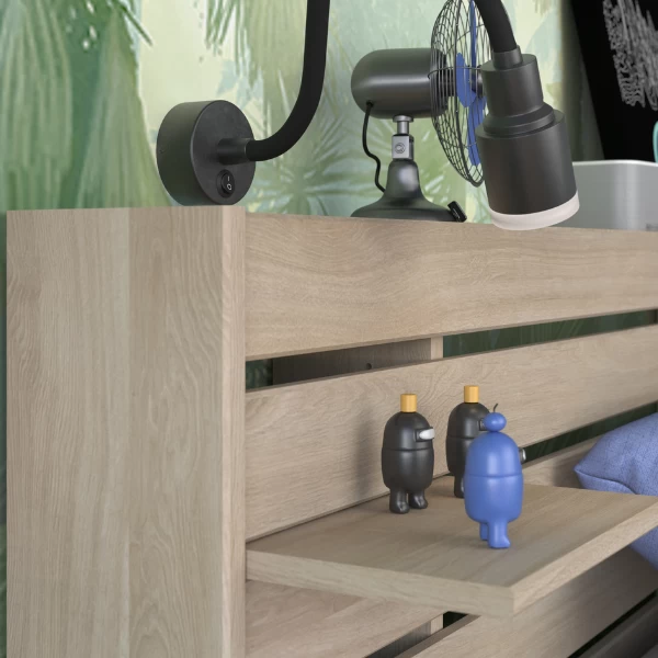 Lit Simple Tokio 90x200cm - Décor Chêne 5 Lit Simple Tokio 90x200cm - Décor Chêne – Image 5