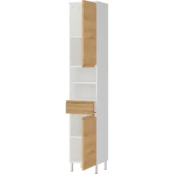 Meuble Colonne Torres 43cm Avec 2 Portes & 1 Tiroir - Décor Chêne/blanc -Magasin De Meubles Ontwerp zonder titel 2023 08 24T135252.240 a923