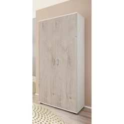 Armoire Halula 2 Portes, 1 Tringle Et 2 étagères-chêne/blanc -Magasin De Meubles Ontwerp zonder titel 2023 08 28T084520.157 9844