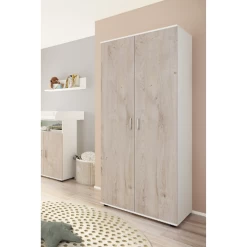 Armoire Halula 2 Portes, 1 Tringle Et 2 étagères-chêne/blanc -Magasin De Meubles Ontwerp zonder titel 2023 08 28T084541.379 772b