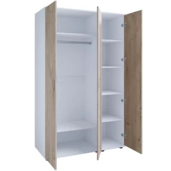 Armoire Halula 3 Portes, 1 Tringle Et 6 étagères-chêne/blanc -Magasin De Meubles Ontwerp zonder titel 2023 08 28T085320.487 5394