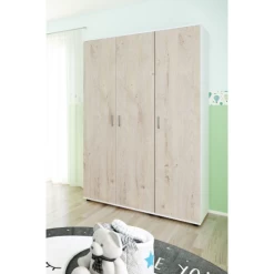 Armoire Halula 3 Portes, 1 Tringle Et 6 étagères-chêne/blanc -Magasin De Meubles Ontwerp zonder titel 2023 08 28T085633.362 ea9c