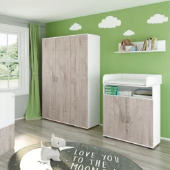 Armoire Halula 3 Portes, 1 Tringle Et 6 étagères-chêne/blanc -Magasin De Meubles Ontwerp zonder titel 2023 08 28T085829.841 b399
