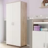Armoire Halula 2 Portes, 1 Tringle Et 2 étagères-blanc/chêne