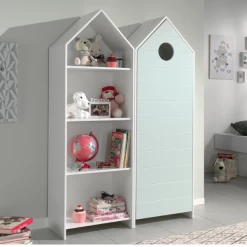 Armoire Casami + Bibliothèque Casami- Vert Menthe/blanc