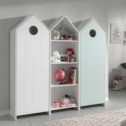 2 Armoires Casami + Bibliothèque Casami- Vert Menthe/blanc