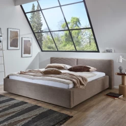 Lit Double Kubrik 180x200cm Velours Côtelé - Taupe